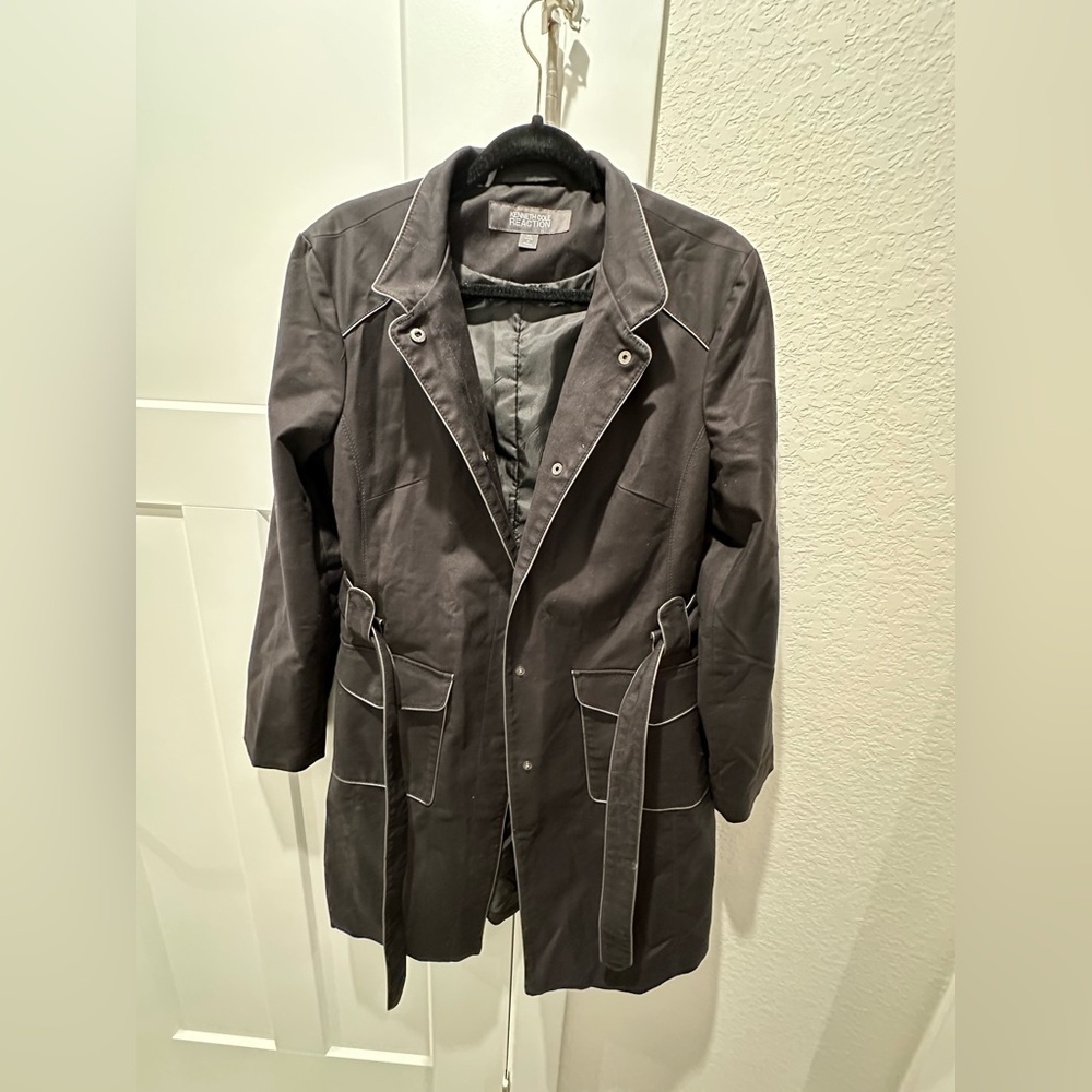Kenneth Cole Reaction All Weather Trench Coat Black Belted